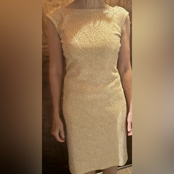 St. John Gold Shimmer Embellished Evening Dress, size 4 - Picture 2 of 6